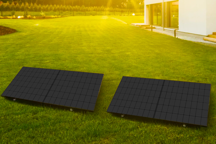Garden with solar panels